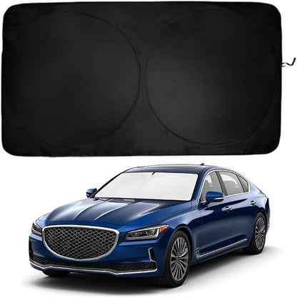 Windshield Sun Shade | Compatible for Genesis G90 (2017-2022) | Certified 99.87% UVB & 99.02% UVA Car Sun Shade. Award Winning Sunshade - Patented Technology | Car Shades by Kinder Fluff