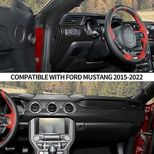 CheroCar for Mustang Center Console Dashboard Panel Trim Cover Kit Meter Frame Interior Decoration Accessories for Ford Mustang 2015-2022 (Carbon Fiber)