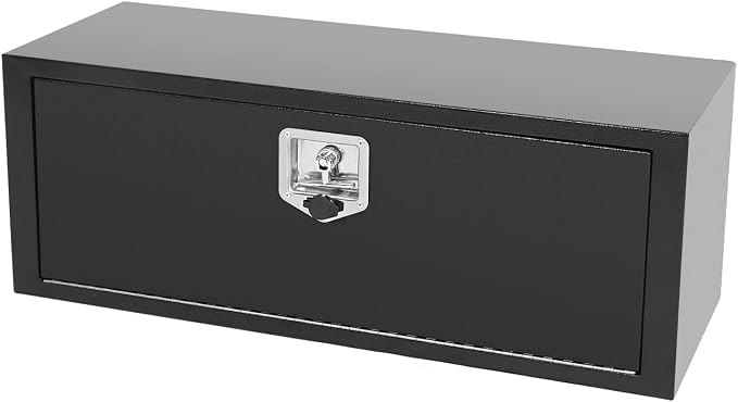 36"X12"X14" Underbody Truck Box Black Heavy Duty Steel Trailer Box Pick Up Truck Tool Box Storage Organizer w/Lock & eys