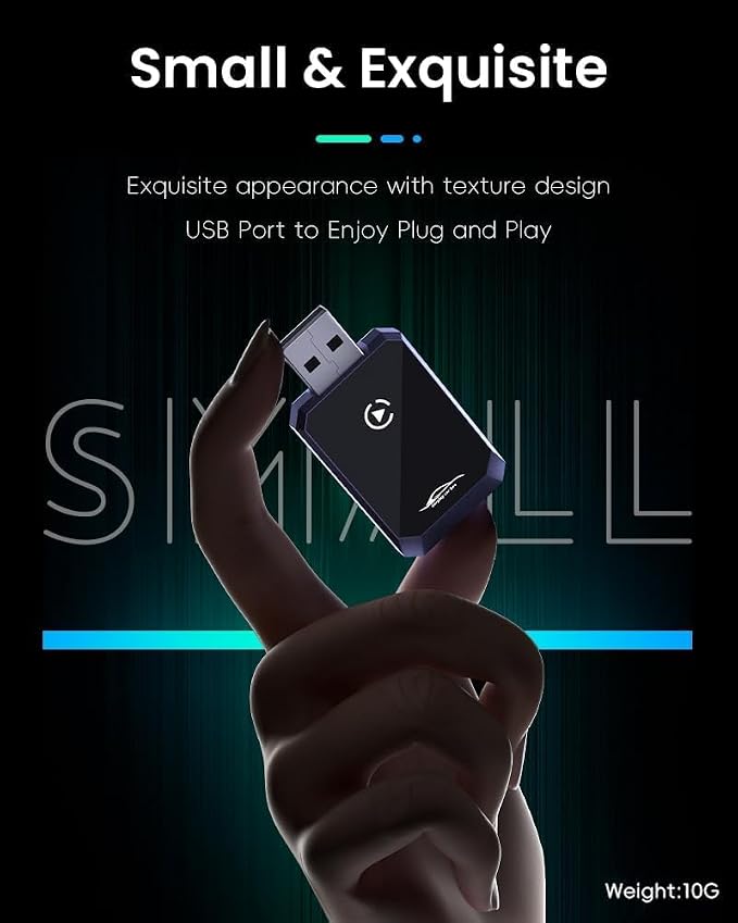 Mini Wireless CarPlay Adapter for iPhone, 2 in 1 CarPlay & Android Auto Compatible iOS10+/Android 11+, Convert Wired to Wireless Adapter for Apple Carplay, Stable Control & No Delay, w/USB-C