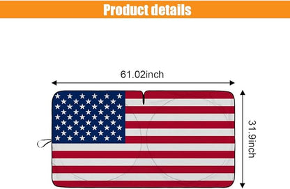 American Flag Car Windshield Sun Shade, Foldable Car Front Window Sunshade for Car SUV Truck, Auto Interior Sun Protection Cover, Blocks UV Rays & Keeps Your Vehicle Cool (USA Original Flag, Medium)