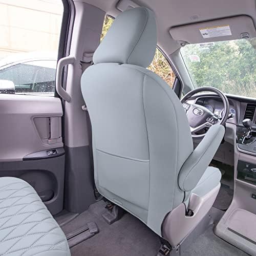 FH Group Custom Fit Car Seat Covers Specifically Made for 2011-2020 Toyota Sienna 7-8 Seater with Ultraflex Neoprene Water Resistant Automotive Seat Covers - Front Set Solid Gray
