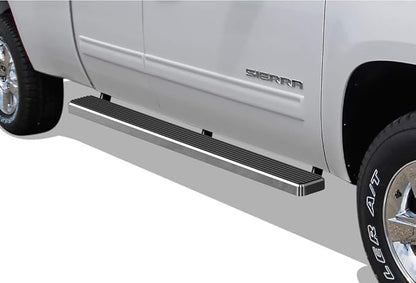 APS (Silver 5in 304 Stainless Steel) Running Boards Side Bar Compatible with Chevy Silverado GMC Sierra 1500 2500 1999-2013 Double Cab & 2500HD 3500 2001-2014 (Exclude CK Classic)