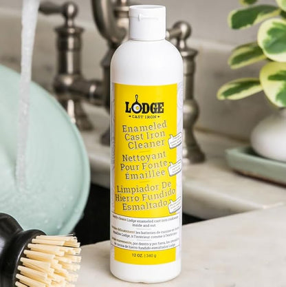Lodge Enameled Cast Iron & Ceramic Stoneware Cleaner - 100% Biodegradeable Enamel Cleaner - Dye and Bleach-Free - 12 Fl Oz
