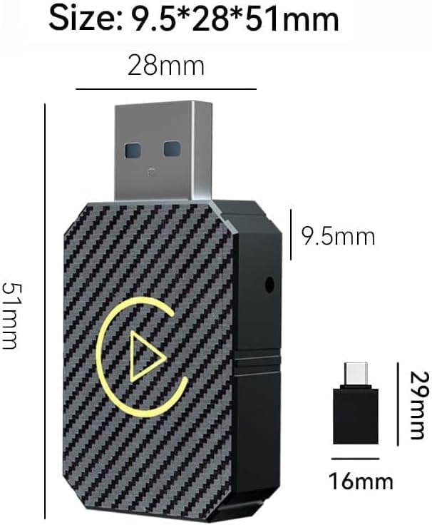 Car Wireless CarPlay Adapter for BYD Seal U 2021 2022 2023 2024 2025, 2-in-1 Wireless Car Play Adapter, Fast Auto Connect Low Latency
