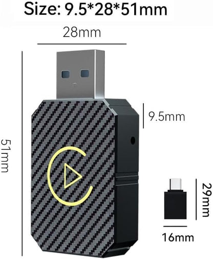 Car Wireless CarPlay Adapter for BYD Seal U 2021 2022 2023 2024 2025, 2-in-1 Wireless Car Play Adapter, Fast Auto Connect Low Latency