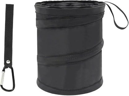 1 Gallon Collapsible Pop-up Car Trash Can - Mini Portable Hanging Garbage Can Car Trash Bin with Attached Hook&Elastic Band - Waterproof Waste Basket Bin Auto Garbage Bag for Cars/Home (1Set)