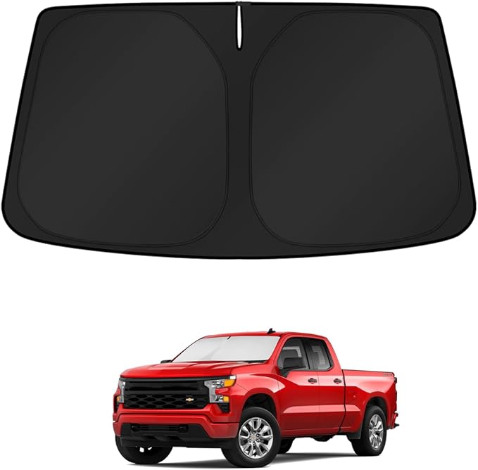 KUST Windshield Sun Shade for 2019-2026 Chevrolet Silverado/Honda Ridgeline 2017-2026 / Dodge RAM 1500 2500 3500 2010-2026 Window Accessories Shade Sun Visor Cover Foldable Block UV Rays