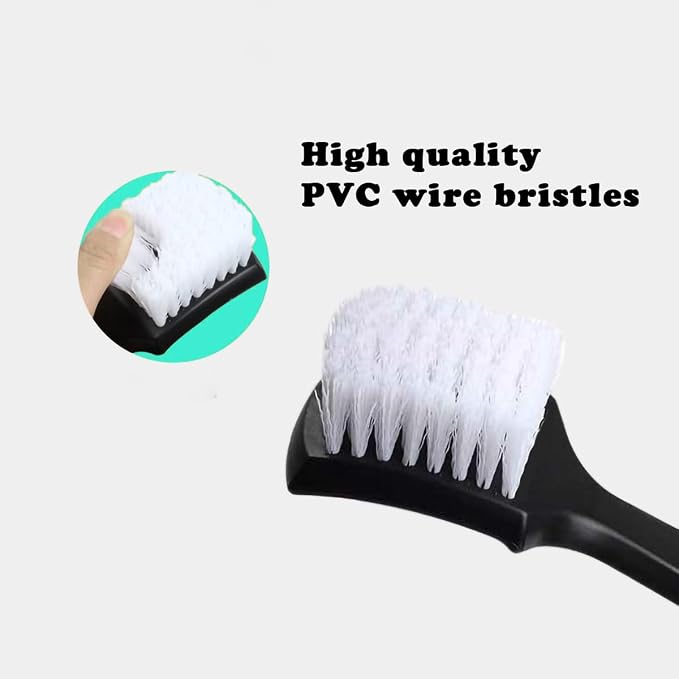 Tire & Carpet Brush - Scrub Brush for Floor Mats & Car Interior (Black & White)