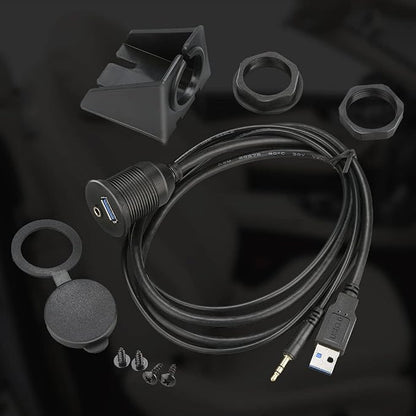 USB 3.0 & 3.5mm Car Mount Flush Cable, 3ft
