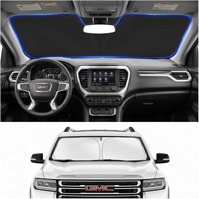 Custom Fit Windshield Sun Shade for GMC Acadia 2017-2023 | Custom Fit Windshield Cover, Blocks UV Rays, Double-Layer Heat Shield, Durable Frame, Easy Fold & Storage