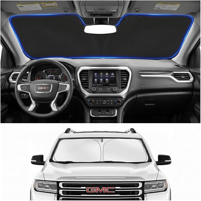 Custom Fit Windshield Sun Shade for GMC Acadia 2017-2023 | Custom Fit Windshield Cover, Blocks UV Rays, Double-Layer Heat Shield, Durable Frame, Easy Fold & Storage