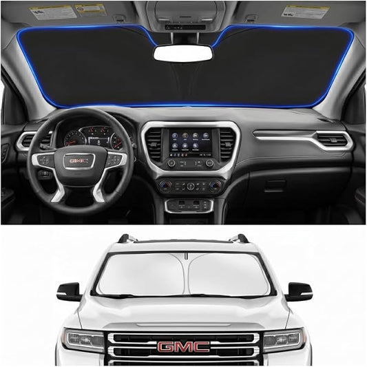 Custom Fit Windshield Sun Shade for GMC Acadia 2017-2023 | Custom Fit Windshield Cover, Blocks UV Rays, Double-Layer Heat Shield, Durable Frame, Easy Fold & Storage