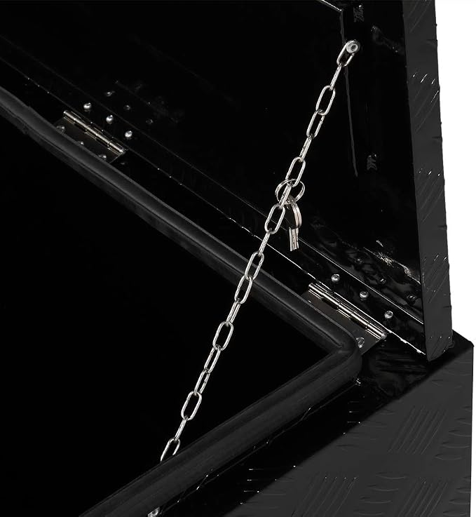 30“L x 17" W x 18" H Aluminum Underbody Truck Toolbox with Lock | Waterproof Square Truck Storage Organizer Chest for Pick Up Truck Bed, RV Trailer, Van, Black Tool Box