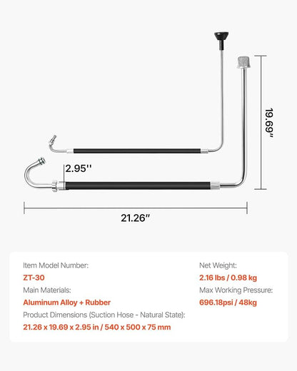 VEVOR Suction Hose Tube and Reflux Line Sets, Aluminum Alloy an Rubber Suction Hose and Reflux Line Set, Paint Sprayers Tool Part, Compatible with Multiple Airless Spraying/Line Painting Machine