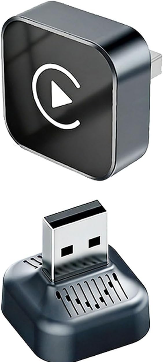 2 in 1 CarPlay Adapter for Rivian R1T R1S, CarPlay Wireless Adapter with Auto Reconnect Fast Pairing Bluetooth Connection Compact USB Dongle,B/Black-Bottom Heat Dissipation