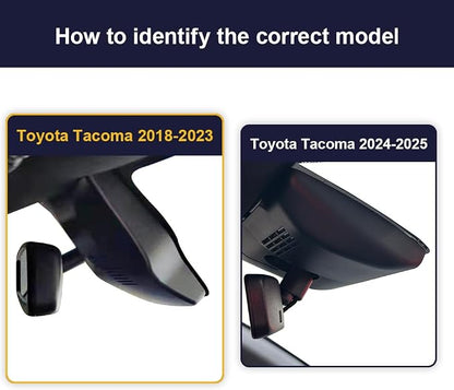 Fitcamx Front 2K and Rear 1080P Dash Cam Adapts for Toyota Tacoma 2018 2019 2020 2021 2022 2023 Limited SR5 SR TRD Sport Off-Road Pro, OEM Look, Dual HD Video WiFi, Loop Recording G-Sensor, 64GB Card