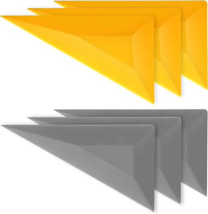 JJUNW 6Pcs Window Tint Squeegee, Triangle Contour Squeegees Windows Tint Tools Grey Yellow Corner Squeegee Vinyl Wrap Tool Kit for Car Wrapping Window Tinting Film Installation Application