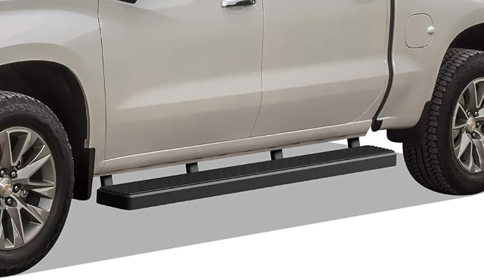APS 5in Stainless Steel Running Boards Compatible with Chevy Silverado GMC Sierra 1500 2019-2026 Crew Cab & 2500 HD 3500 HD 2020-2026 (Silverado 1500 LTD Sierra 1500 LD 2022)