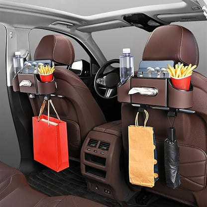 Back Seat Car Organizer,4 in 1 Multifunctional Car Back Seat Storage Box with Drink Cup Holder Tissue Box, for Hold Phone,Snacks, Drinks, Handbag