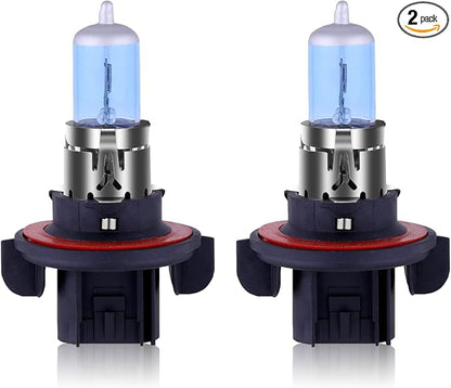 NEWBROWN H13 Headlight Bulb 9008 Halogen Headlight Bulbs 5000K Super White Light Long Life Replacement P26.4T 12V 55W/60W (H13/9008, 2 Pack)