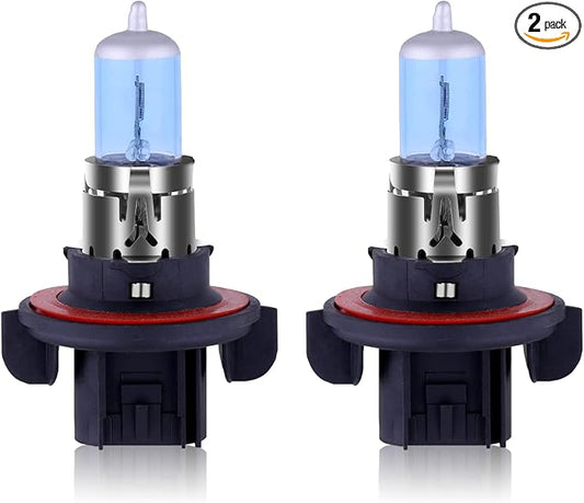 NEWBROWN H13 Headlight Bulb 9008 Halogen Headlight Bulbs 5000K Super White Light Long Life Replacement P26.4T 12V 55W/60W (H13/9008, 2 Pack)