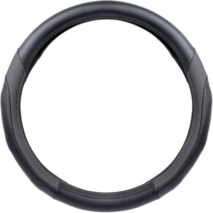 Motor Trend SportDrive Faux Leather Steering Wheel Cover, Standard 15 inch Size, Two-Tone Black & Dark Gray, Car Steering Wheel Cover for Truck Van SUV Auto