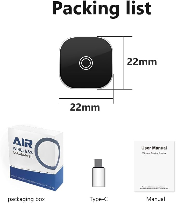 2-in-1 Wireless CarPlay Adapter for iPhone ＆ Wireless Android auto Adapter, Plug and Play USB/USB C Connection, Apple Car Play Wireless Adapter for iOS/Android