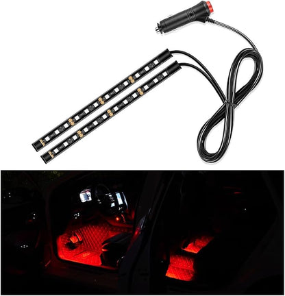 Yourkar Car LED Strip Light, 24 LED Interior Under Dash Atmosphere Lights with Cigarette Lighter, Vehicle Decor Lamp Ambient Night Light Strip Lighting, Universal Car Accessories (Red)