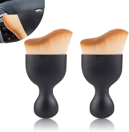 2 PCS Car Interior Dust Brush, Auto Scratch Free Detailing Brush, Soft Car Interior Cleaning Brush Auto Accessories for Automotive Dashboard, Air Conditioner Vents, Computer (Double Brown)