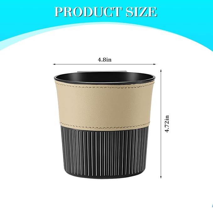 Zpana Car Trash Can, Portable Mini Vehicle Cup Holder Hanging Garbage Container, Multifunctional Automotive Side Door Trash Organizer Can Accessories, Universal for SUV, Sedan, Truck (Beige)