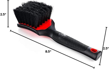 Detail Factory - ProGrip Interior Scrub Brush - Soft Bristles - Rubber Grip for Maximum Stability and Comfort - Curved Head Profile for Better Clearance - Red
