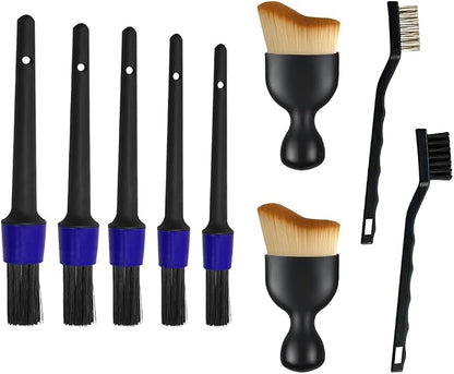Bittwee Car Detailing Brush Kit, 9PCS Soft Bristle Multi-Use Vehicle Detailing Wash Brushes, Automotive Interior or Exterior Cleaning Kit, Universal for SUV Automobile Truck