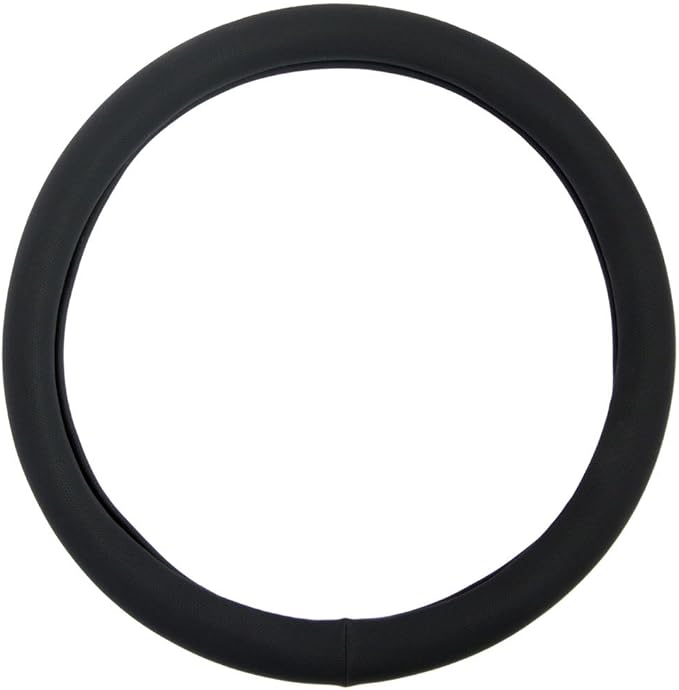 BDK Ergonomic Soft Grip Steering Wheel Cover - Sporty Leather Grip for Standard Size Wheels 14.5-15 inch Black