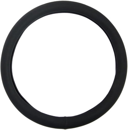 BDK Ergonomic Soft Grip Steering Wheel Cover - Sporty Leather Grip for Standard Size Wheels 14.5-15 inch Black