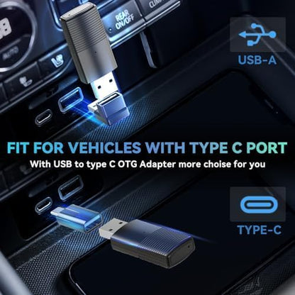 MINIX Wireless CarPlay Adapter for Apple Converts Cars Factory Wired CarPlay to Wireless CarPlay Compatible with iPhone iOS 10+ and 2016+ Cars, Slow Latency with USB C