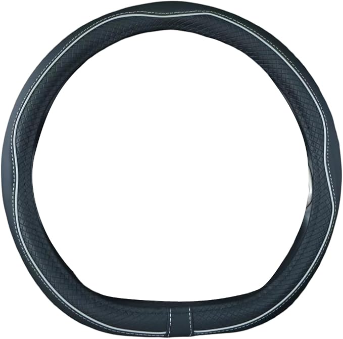 Mayco Bell Flat Bottom Steering Wheel Cover Anti-Slip,Safety,Soft,Breathable,Durable,Full Surround,Comfortable Grip Microfiber Leather (D Shape, Black Gray)