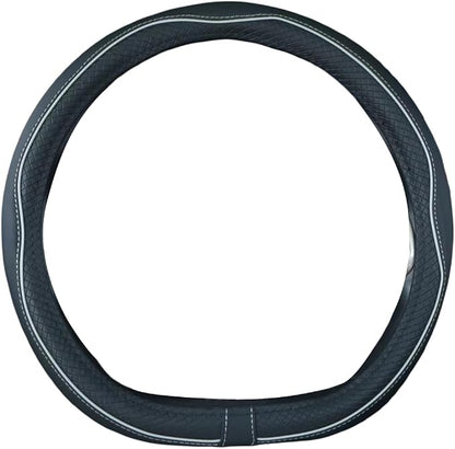 Mayco Bell Flat Bottom Steering Wheel Cover Anti-Slip,Safety,Soft,Breathable,Durable,Full Surround,Comfortable Grip Microfiber Leather (D Shape, Black Gray)
