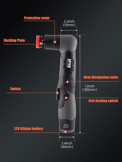 SPTA Cordless Mini Polisher, 12V Cordless Multi Polisher, Micro Cordless Scratches Killer Car Polisher RO/DA Mini Auto Machine Sets With Polishing Pad And Wool Pads for polishing, Sanding and Cleaning