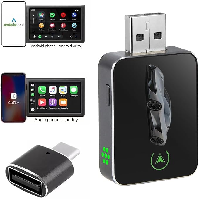 Wireless CarPlay Adapter for iPhone (2026 Upgraded) - Plug & Play USB-C/Type-C Adapter Converts Wired to Wireless CarPlay Android Auto (2-in-1) Multi-Device Support, Lag-Free iOS 10+