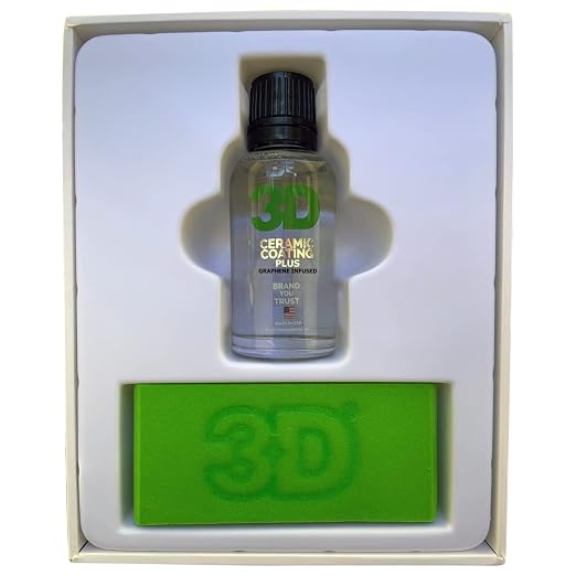 3D Ceramic Coating + Graphene Infused Kit - 30ml - Superior Oleophobic and Hydrophobic Properties Provide Long Lasting Protection & Durability - Includes Applicator