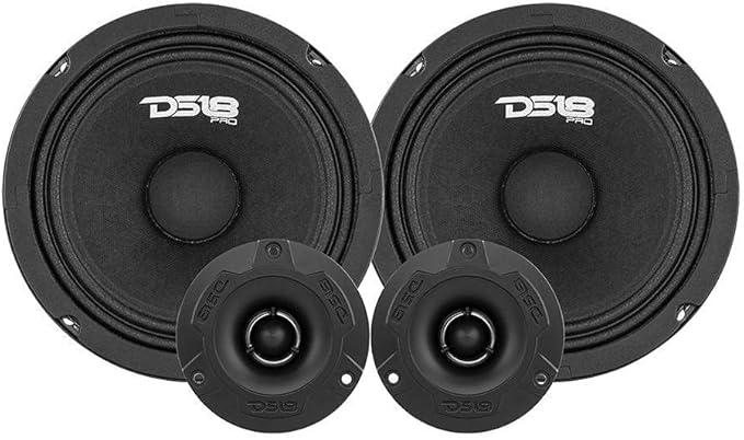 DS18 PRO-GM8.4PK Mid and High Complete Package - Includes 2X Midrange Loudspeaker 8" and 2X Aluminum Super Bullet Tweeter 1" Built in Crossover - Door Speakers for Car or Truck Stereo Sound System
