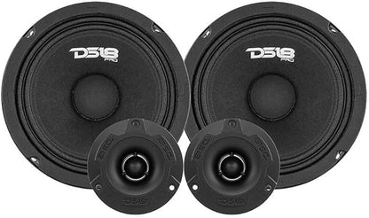 DS18 PRO-GM8.4PK Mid and High Complete Package - Includes 2X Midrange Loudspeaker 8" and 2X Aluminum Super Bullet Tweeter 1" Built in Crossover - Door Speakers for Car or Truck Stereo Sound System