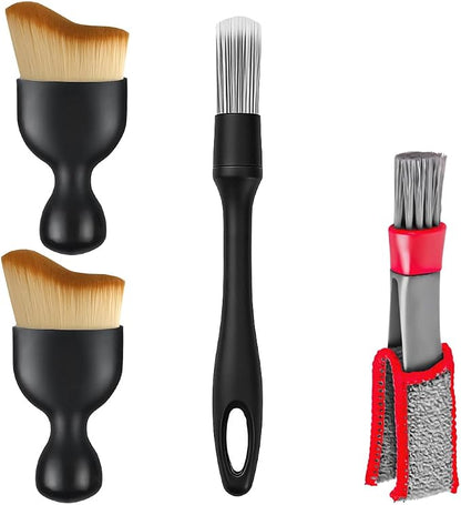 Bittwee Car Detailing Brush Kit, 4PCS Soft Bristle Multi-Use Vehicle Air Vent Detailing Wash Brushes, Automotive Interior or Exterior Cleaning Kit, Universal for SUV Automobile Truck