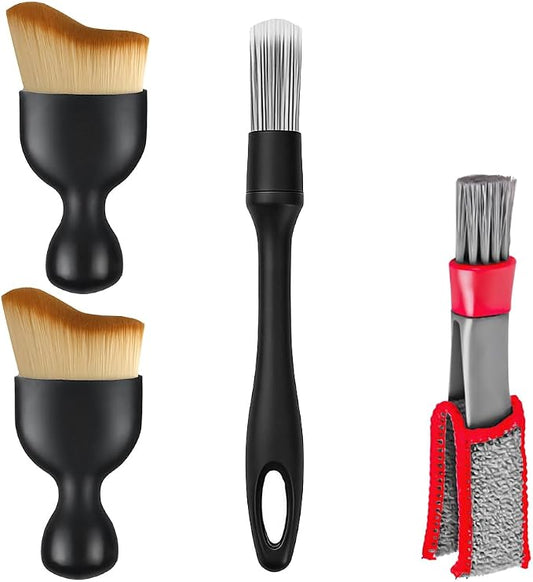 Bittwee Car Detailing Brush Kit, 4PCS Soft Bristle Multi-Use Vehicle Air Vent Detailing Wash Brushes, Automotive Interior or Exterior Cleaning Kit, Universal for SUV Automobile Truck