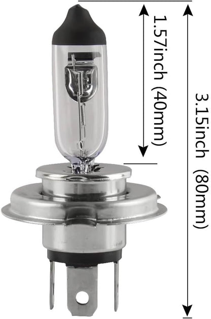 H4 Halogen Headlight Bulb - 55W 9003 High/Low Beam Fog Light Replacement,Halogen Light Bulbs,DOT Compliant,Universal Lighting Accessories for 12V Cars,Not fit 24V Vehicles,Pack of 2