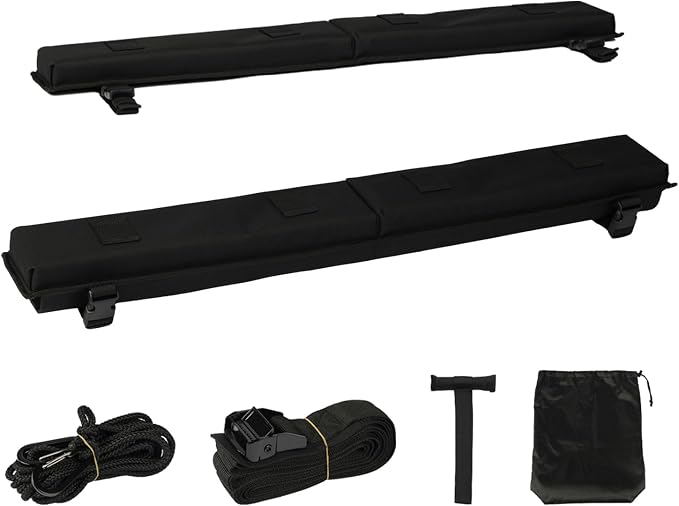 VEVOR Soft Roof Rack Pads, 30" Universal Car Roof Rack Pad for Various Crossbars, 176LBS Loading Luggage Kayak Carrier with 2 Tie Down Straps, 2 Quick Loop Straps & Storage Bag for SUP Canoe Snowboard