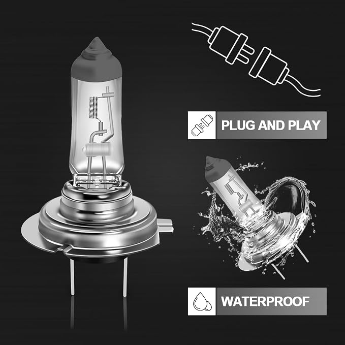 WinPower H7 Halogen Headlight Bulb, Super Bright Warm White 55W 4300K High Low Beam Fog Light Replacement Car Motorcycle PX26D Lamp, Pack of 2