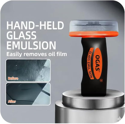 Handheld Car Glass Oil Film Remover with Emulsion Cleaner, Automotive Glass Cleaning Board, Universal Window Cleaning Brush for Windshield, 100g