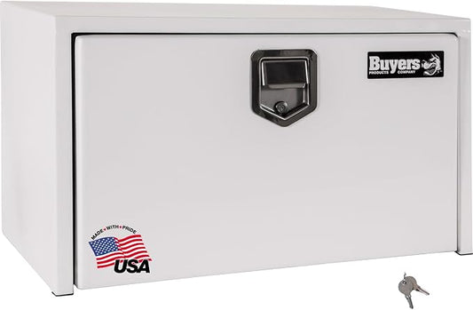 Buyers Products 1702200 Steel Underbody Truck Box with Lockable Paddle Latch, 18x 18x 24 Inch, for Work/ Utility Truck, Truck Storage and Organizer, Made in the USA, White